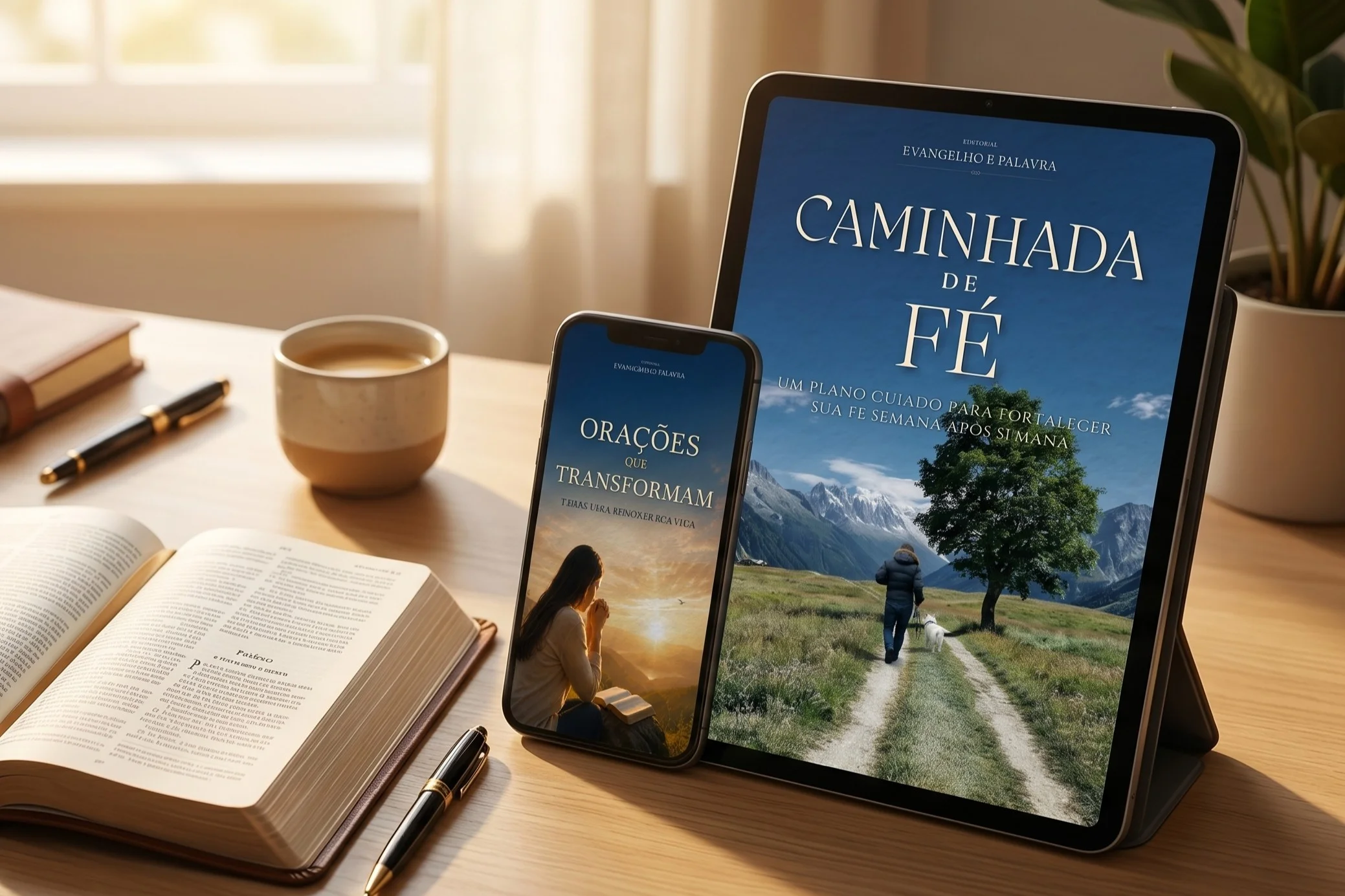 Mockup do livro Caminhada de Fé